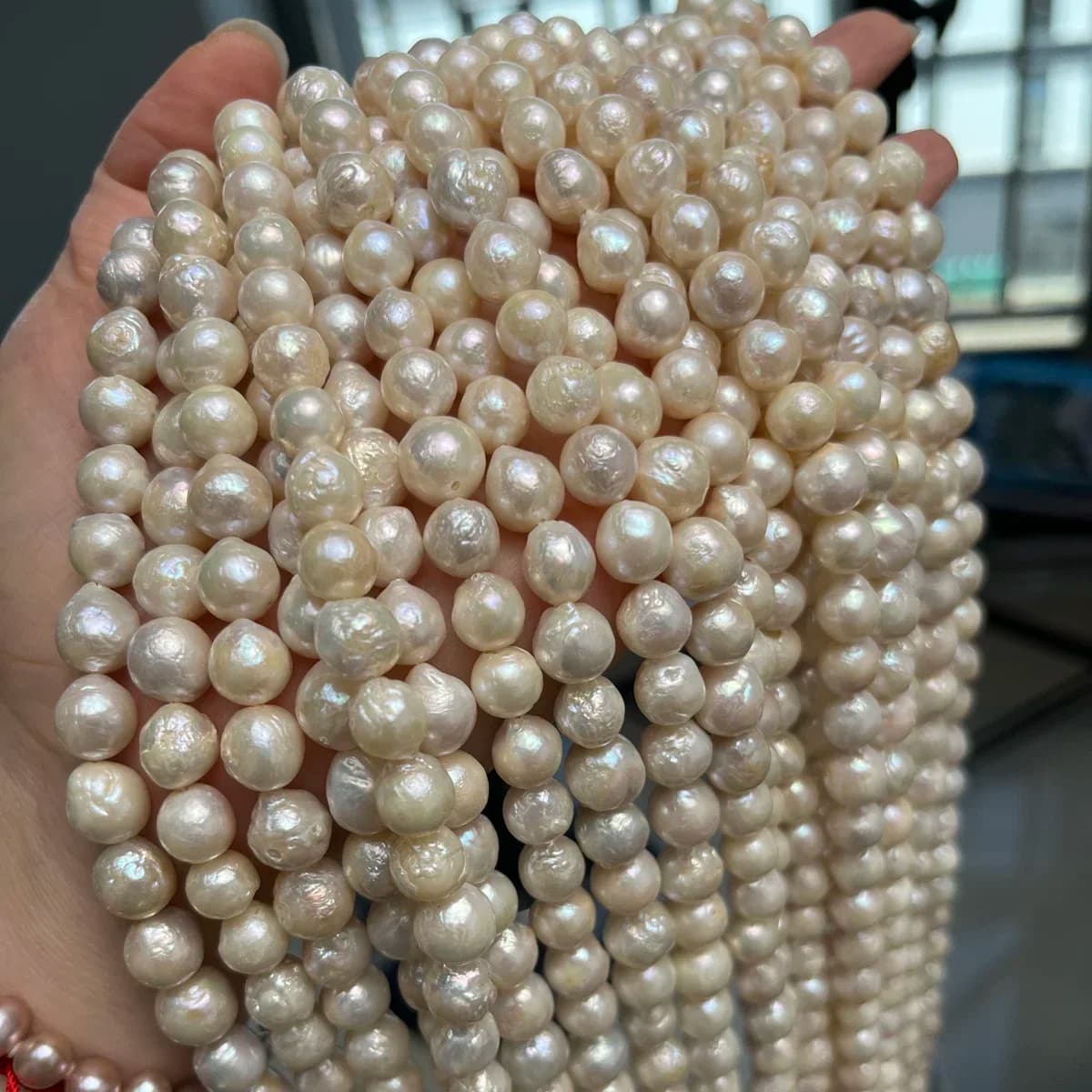 Perla d'acqua dolce naturale 8-9mm AA bianca vicino alla perla nucleata rotonda Crea gioielli fai da te Collana Bracciale Accessori Matrimonio Donna
