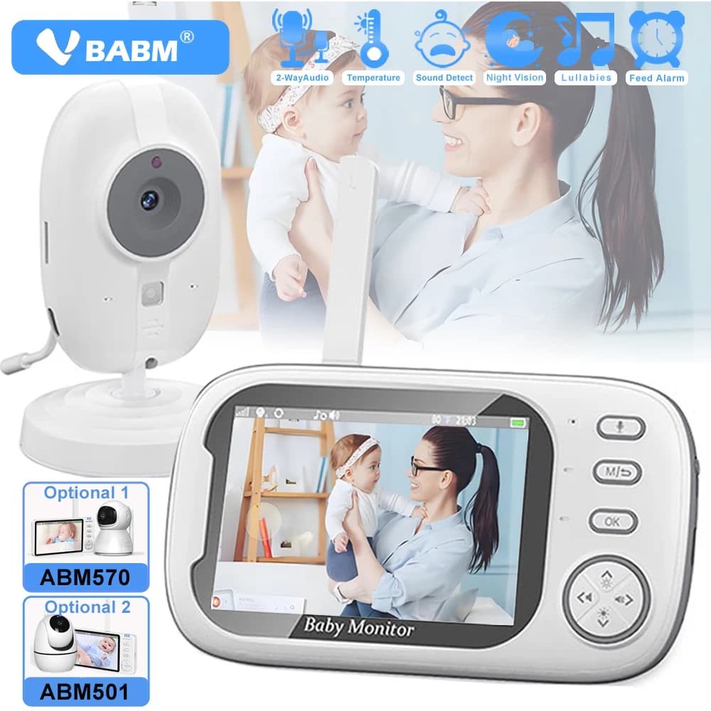 VBABM Video Baby Monitor 2.4G Wireless With 3.5 Inches LCD 2 Way Audio Talk Night Vision Surveillance Security Camera Babysitter