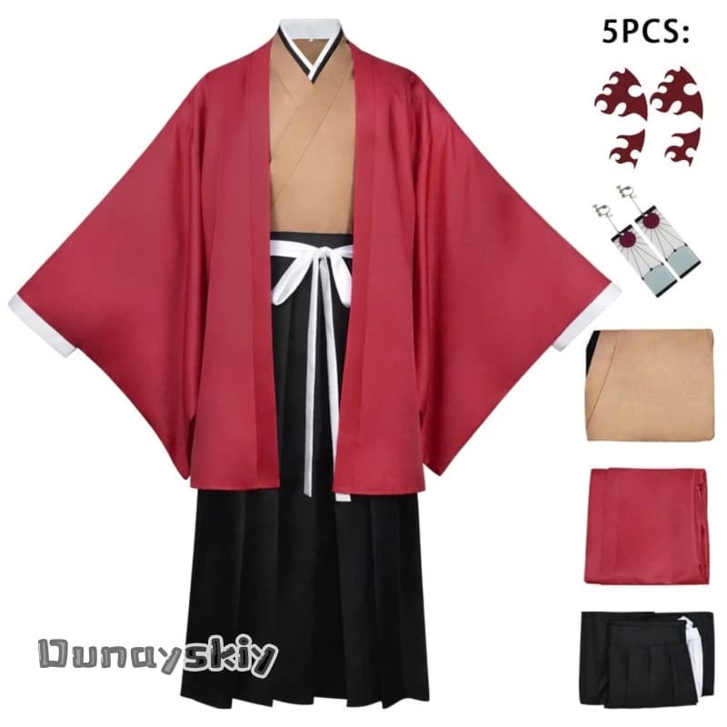 aBcDzS@Anime Tsugikuni Yoriichi Costume Cosplay Kimono giapponese Accappatoio Haori Mantello Cappotto Parrucca Uomo Natale Abito da ballo mascherato