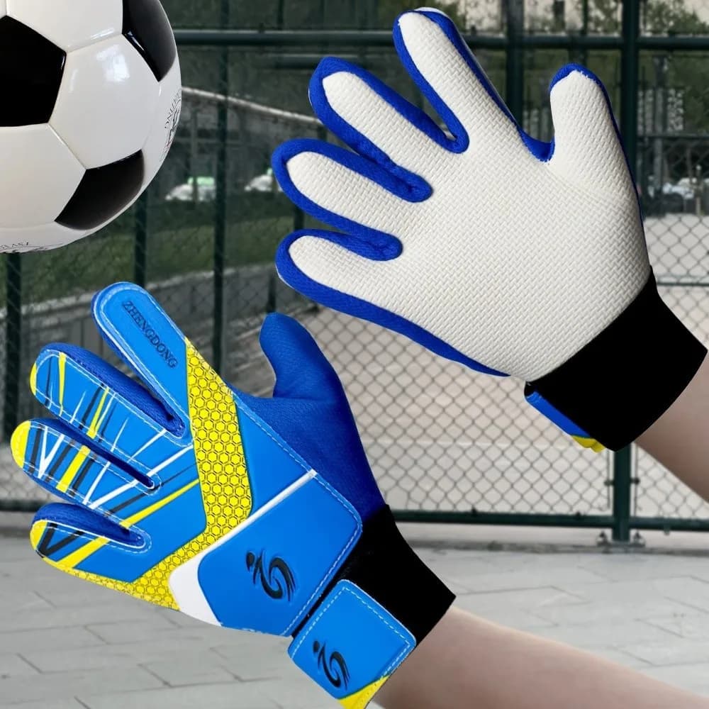 1Pair Professional Kid's Soccer Goalkeeper Gloves Soccer Goalie Strong Full Finger Gloves Protection Gloves Latex
