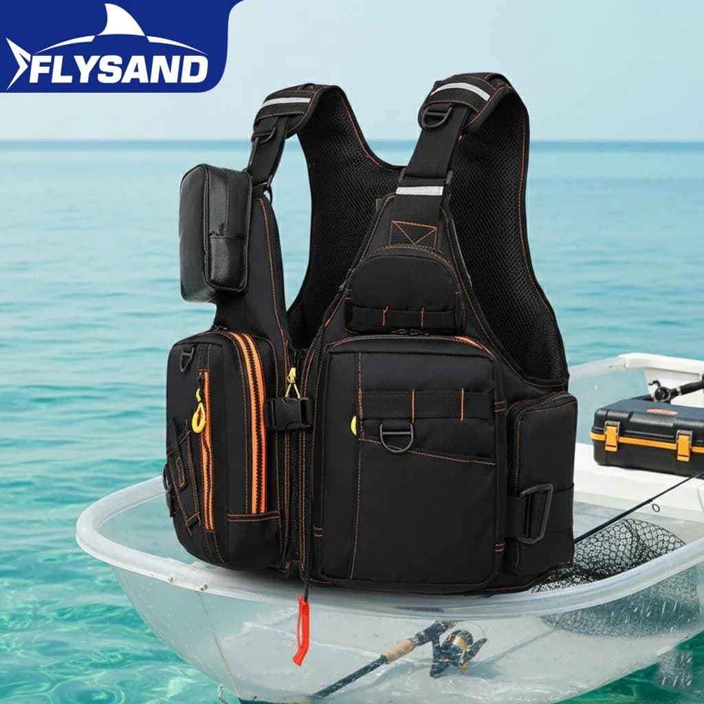 Gilet da Pesca Multifunzionale per Esterni, Giubbotto di Salvataggio con Tasche Multiple, Materiale Galleggiante Essenziale