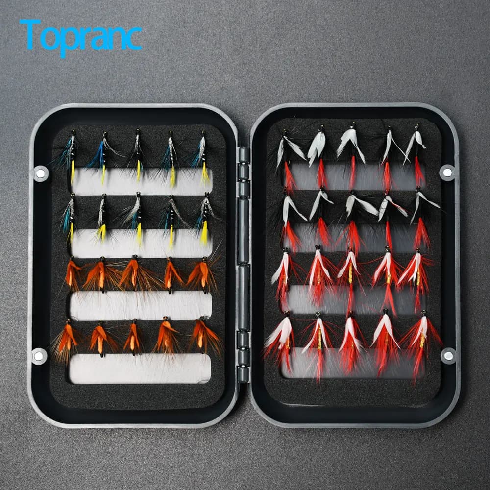 2 Set Assorted Fly Fishing Flies Kit With Portable Fly Box Wet Dry Nymph Feather Lures Freshwater Tackle For Trout Bass