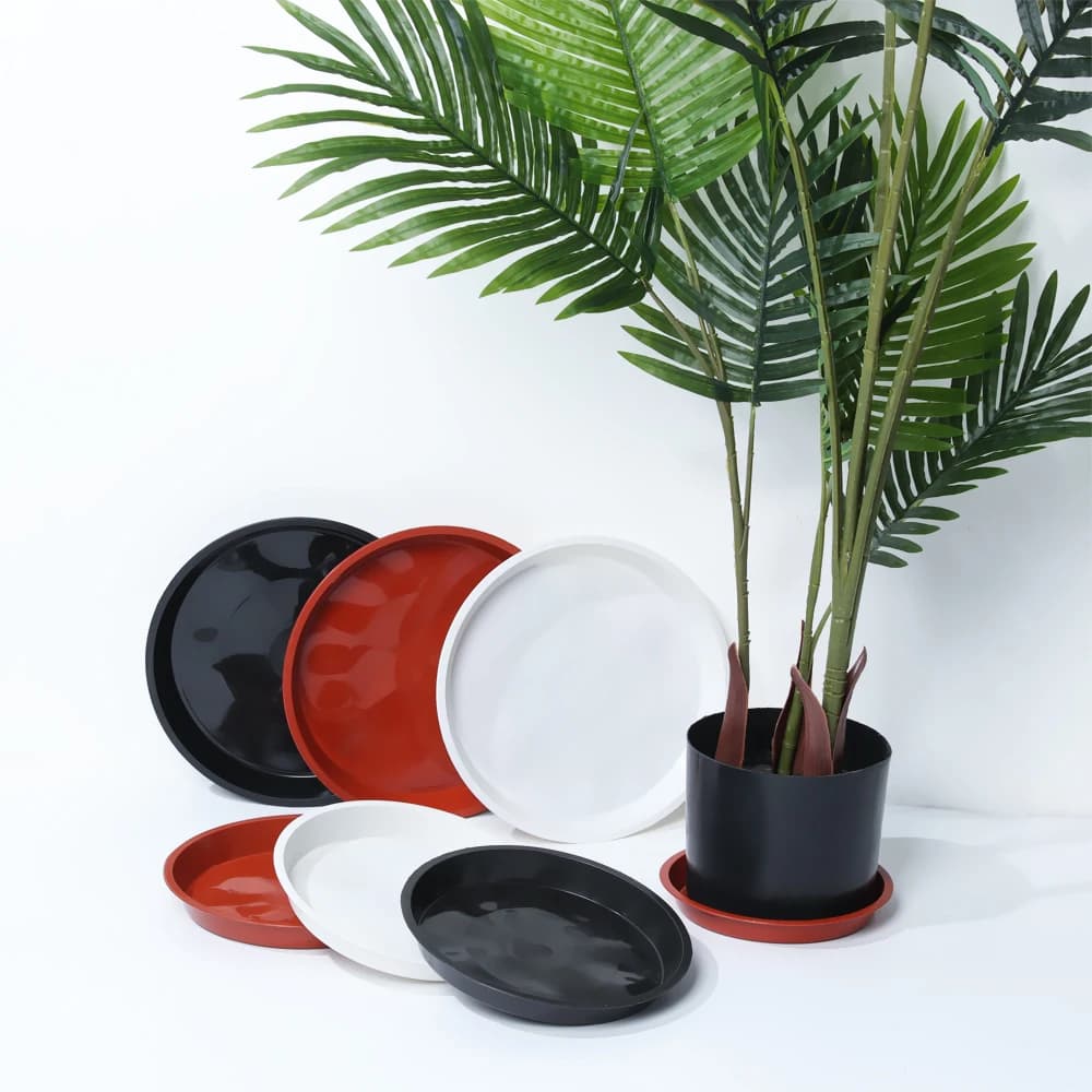 Durable round plastic trays for interior and exterior from 3 pieces Plastic trays