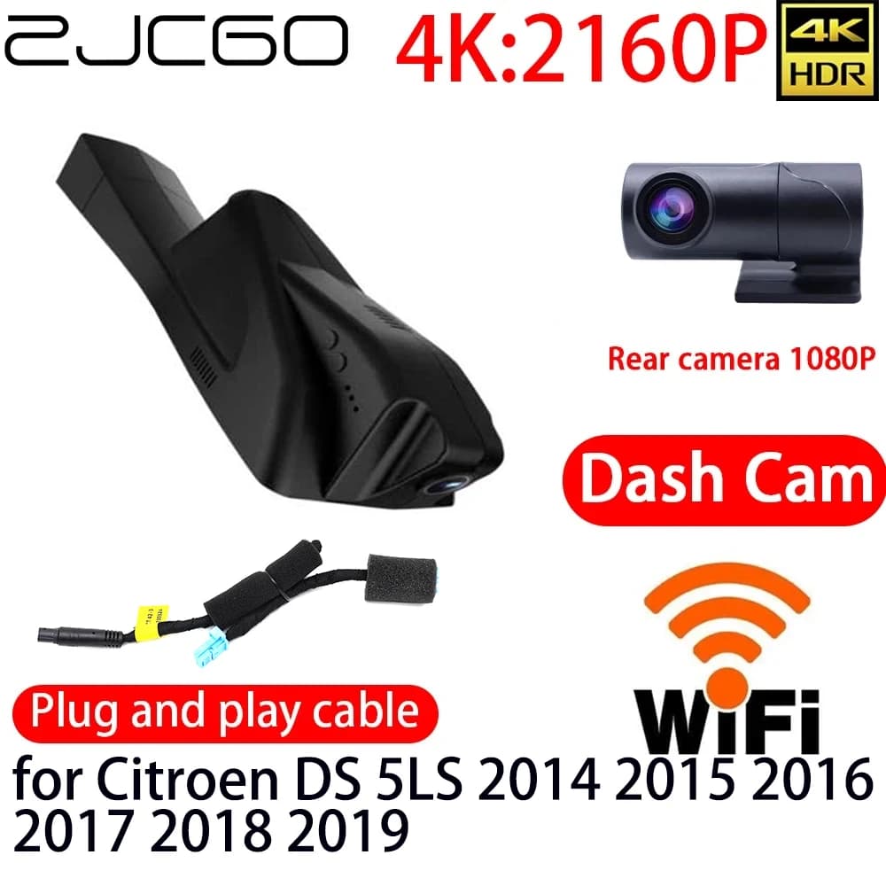 ZJCGO Dash Cam DVR 4K with Wifi, Front and Back Camera, 24h Monitoring for Citroen DS 5LS 2014 2016 2017 2018 2019