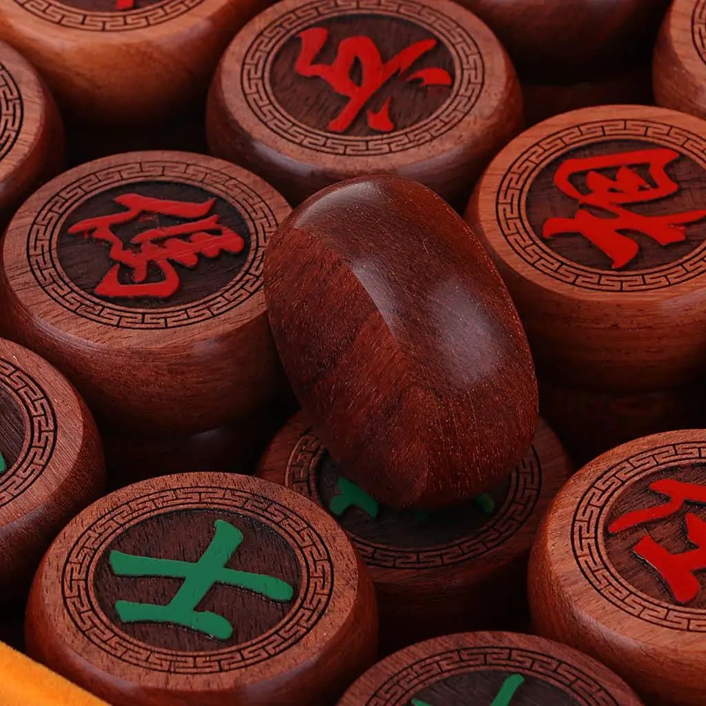 Handmade Chinese Chess Sophisticated Classic Board Game for 2 Players Redwood Chess Set Home Decoration