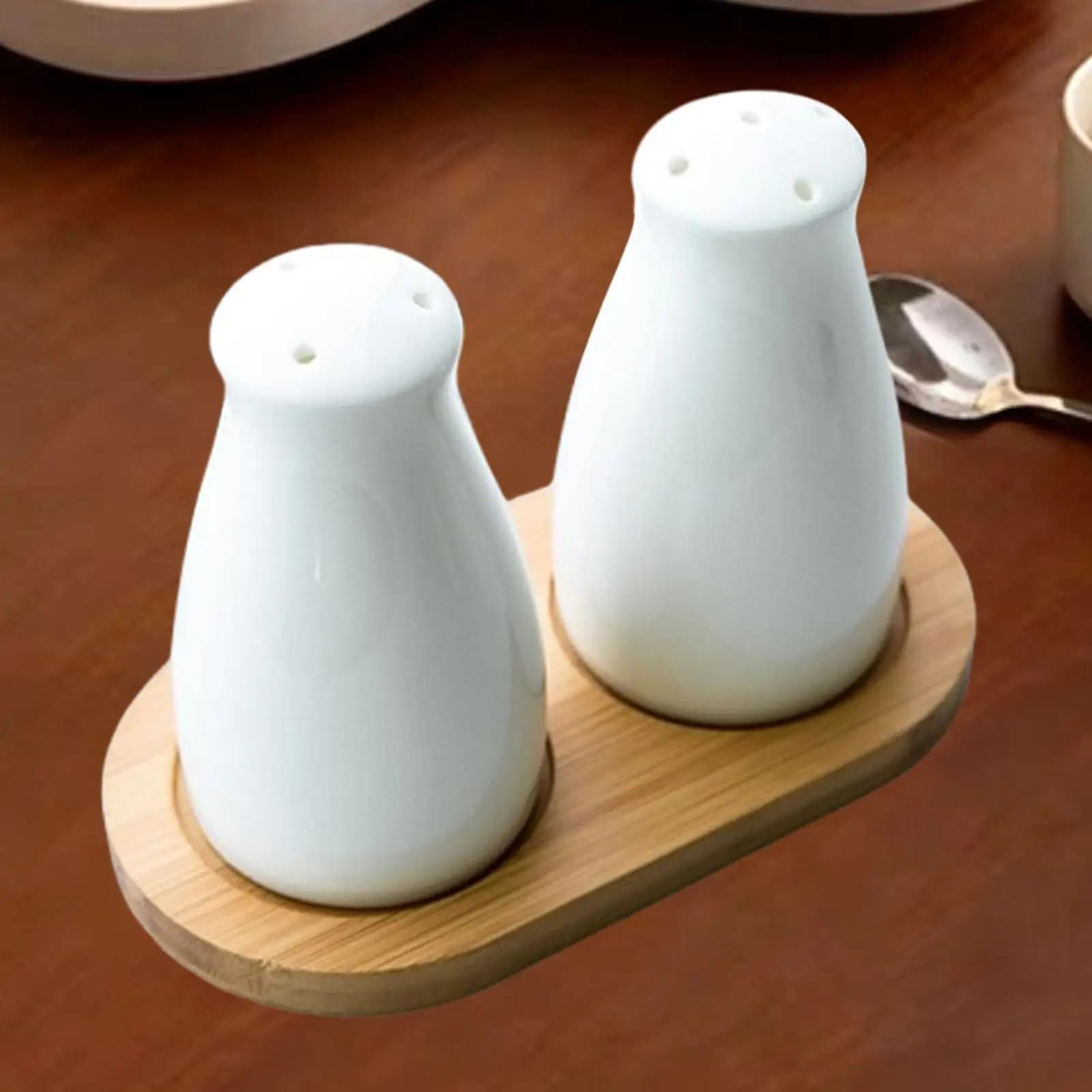 Set Moderno di Saliera e Pepiera con Vassoio, Dispenser di Spezie in Ceramica per Matrimoni, Camper, Tavola, Campeggio e Cucina