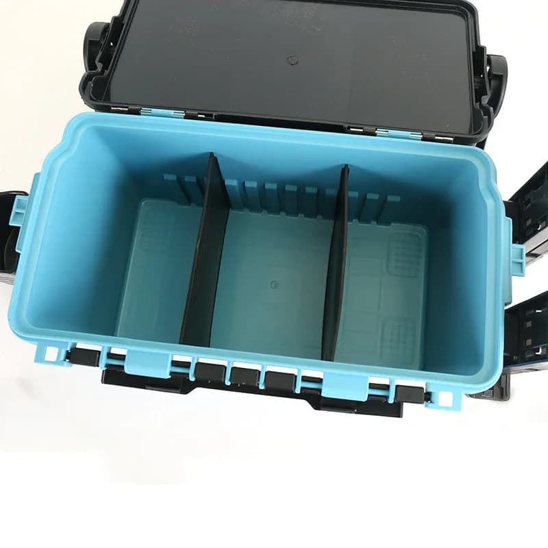 Portable Large Capacity Lure Fishing Tackle Box, Multifunctional Seat Box with Rod Holder, Outdoor Carp Bass Fishing Gear Storag