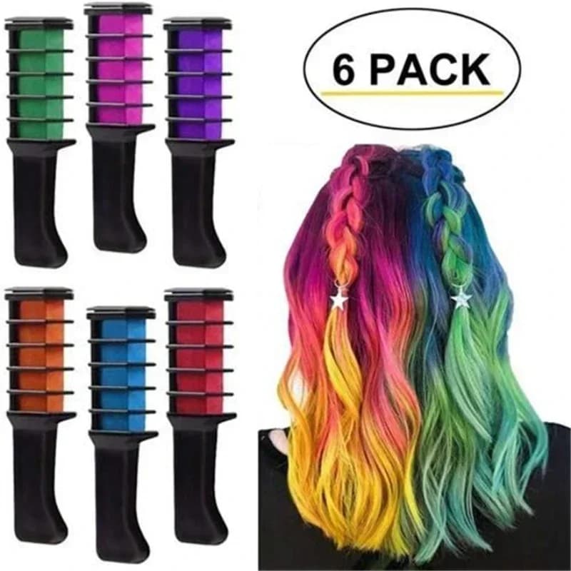 6/1 pz. Pettine per tintura capelli a forma di mascara, pastelli per colorazione capelli, gessetti temporanei, mini matite coloranti professionali usa e getta