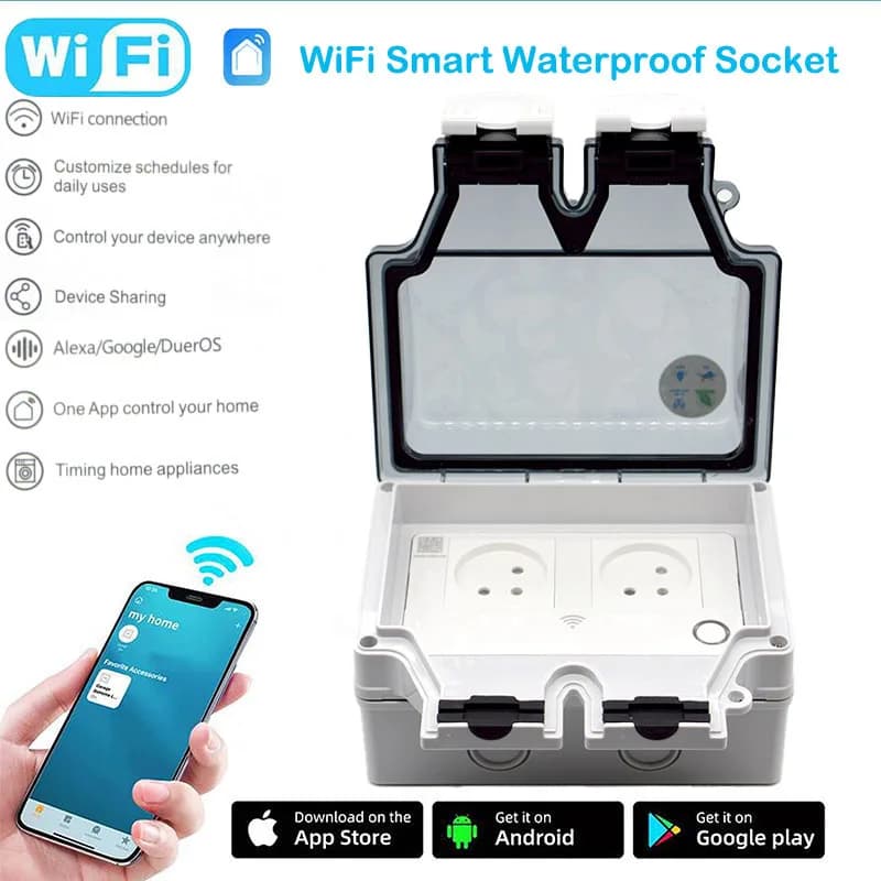 Smart 16A IP66 Waterproof, Outdoor Switch Type 86, WiFi Standard Israeli socket, Remote control via Smart Life App