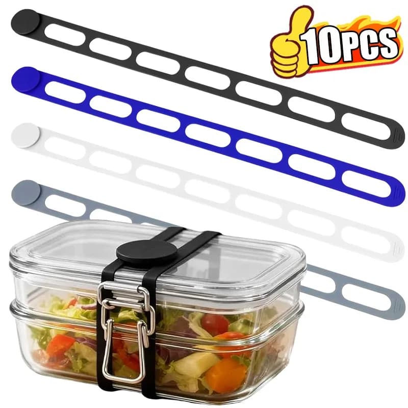 Cinghie in silicone multiuso per fascette per cavi, cinghie universali per contenitori per il pranzo, fasce elastiche, strumento per l'organizzazione della cucina