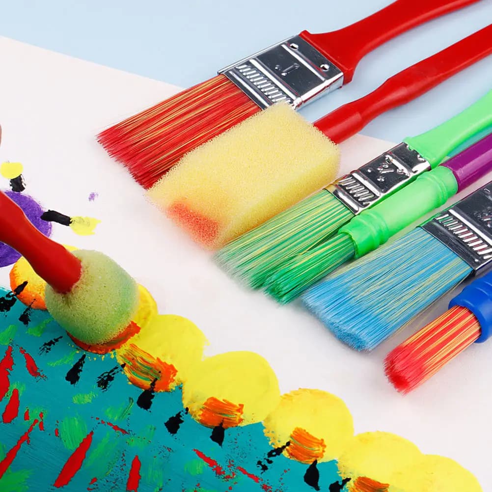 14Pcs Childrens Art Paint Brushes High Quality Safe Soft Tip Painting Tools for Watercolor Oil Drawing Doodling Kids Students