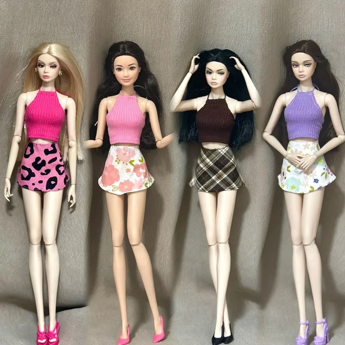 30 centimetri vestiti per le bambole accessori moda sexy Spice Girl gilet + gonna scozzese + scarpe set per 1/6 FR supermodelo bambola quotidiano fai da te vestire