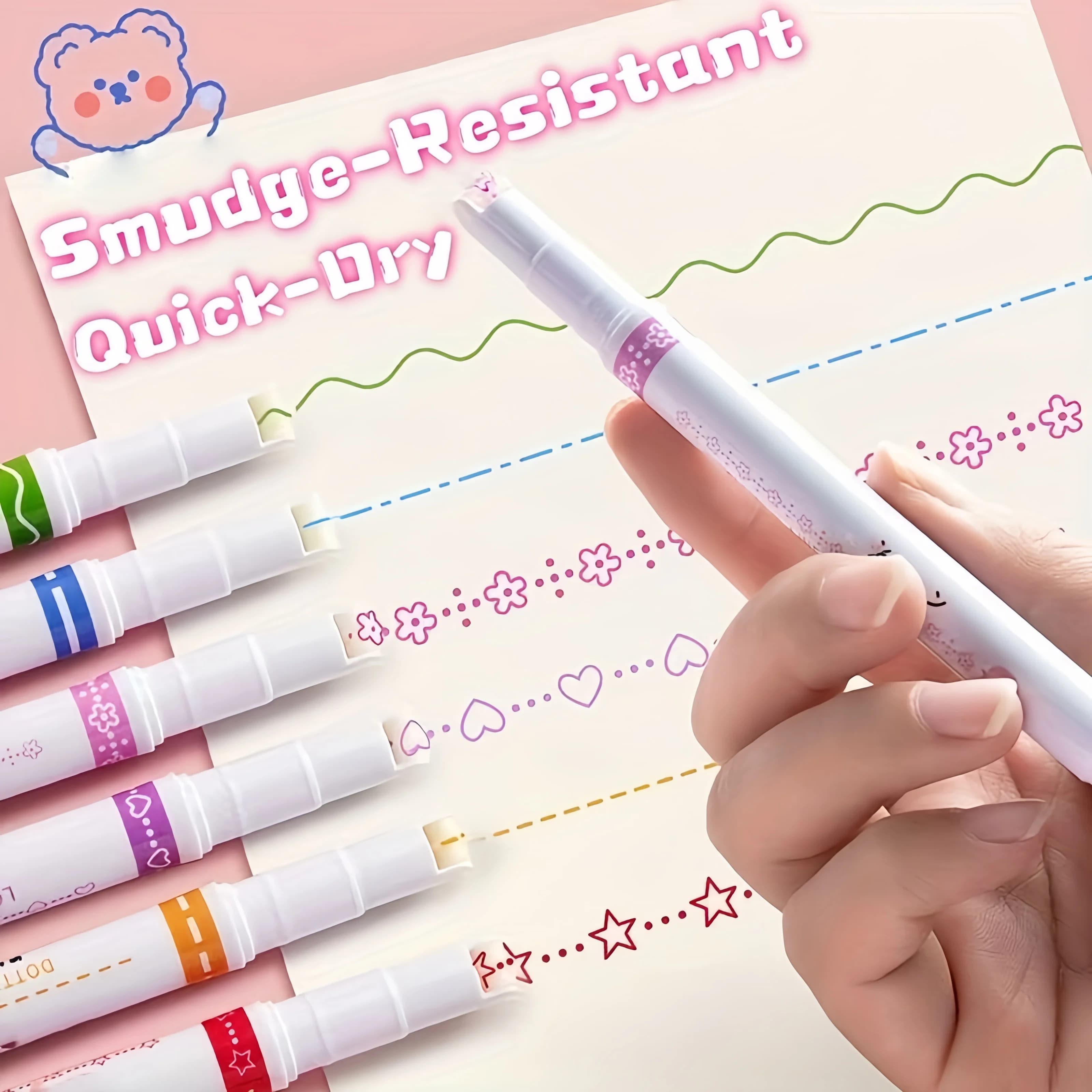 Penna con profilo floreale, Penna curva, Penna floreale a curva per journaling, Penna Roller Edge, Penna speciale per rapporti scritti a mano
