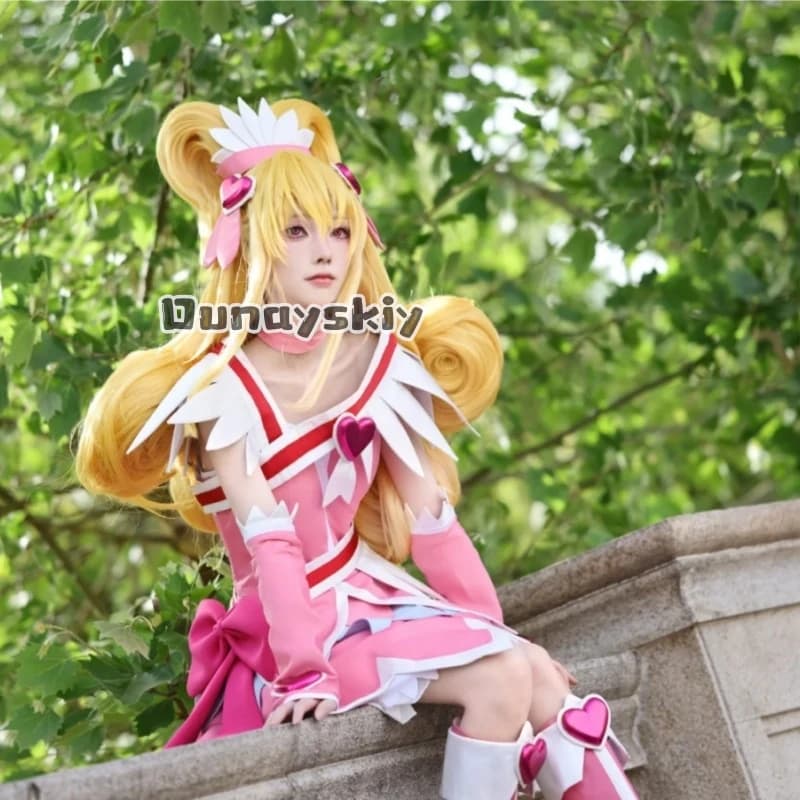 Costume Cosplay Anime KS*25 Precure Aida Mana Cure Heart per Donna, Set Completo con Accessori per Feste di Halloween
