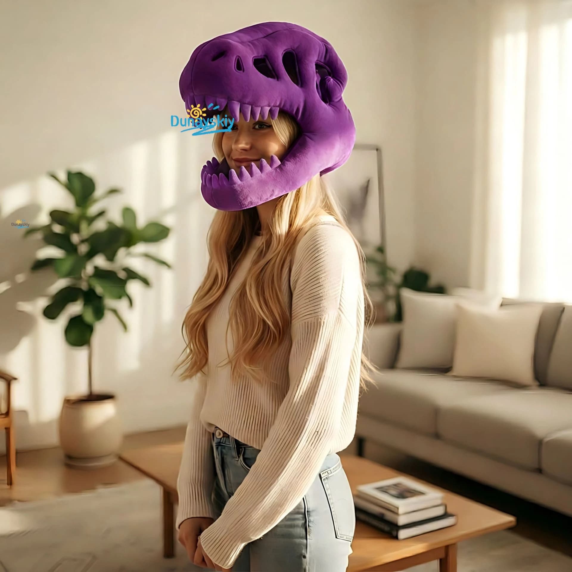 Spinosaurus Dinosaur Skeleton Cosplay Outfit 3D Skull Mask And Plush Spine Funny Headgear For Halloween Party Role Play