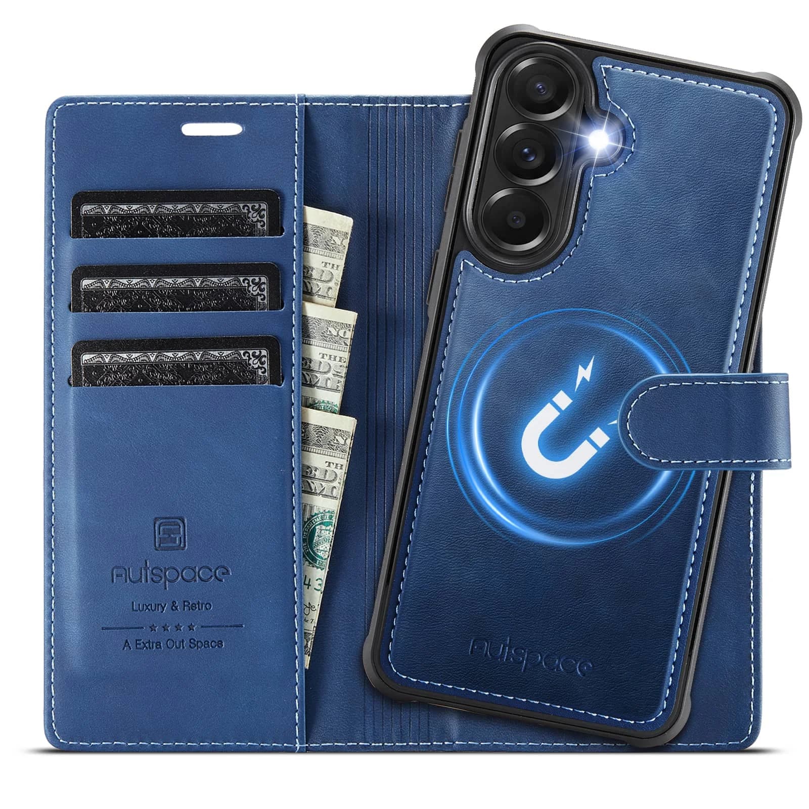 Detachable Wallet Case for Samsung Galaxy A57 A56 A37 A36 2-in-1 Flip Folio Card Holder RFID Blocking Kickstand Shockproof Cover