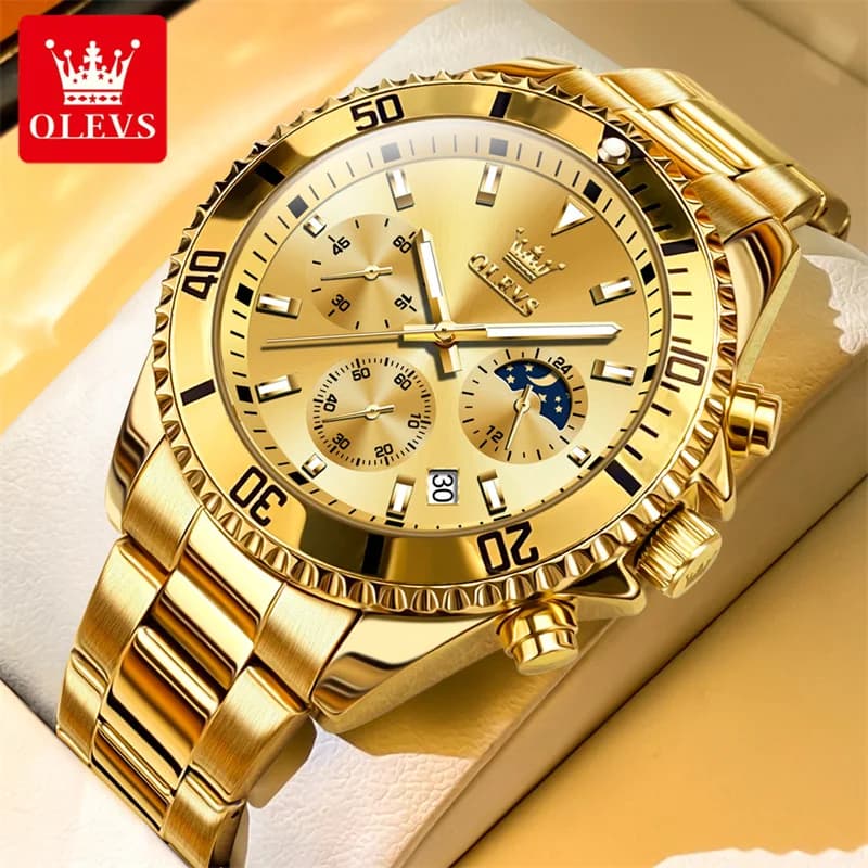 OLEVS Orologio da uomo Top Brand di lusso Orologi militari al quarzo in oro Impermeabile Data Orologio da uomo luminoso in acciaio inossidabile Reloj