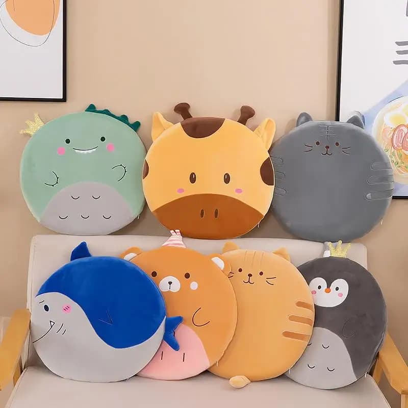 1Pc Staccabile e risciacquo Hip Pad Cartoni animati Primavera Memory Foam Sedia da ufficio Cuscino Rotondo in velluto elasticizzato Cuscino del sedile per animali