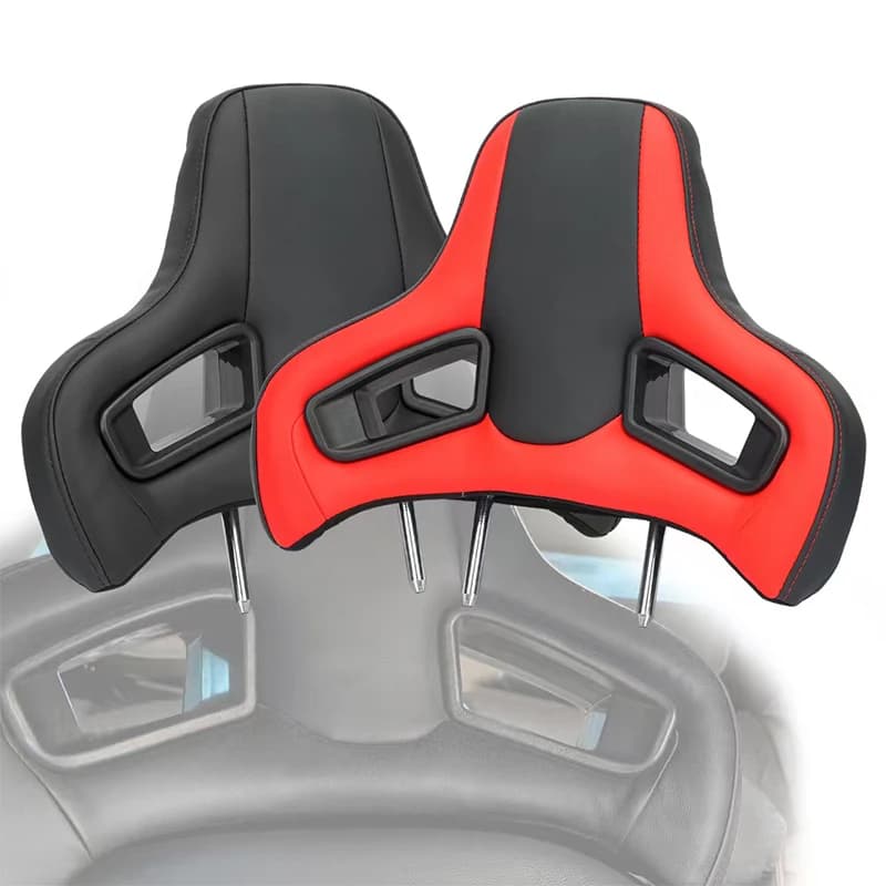 2Pcs Universal Racing Headrest with Plug&Play System 10mm 12mm 14mm Seat Headrest PVC Leather Comfort Car Neck Pillow Cushion