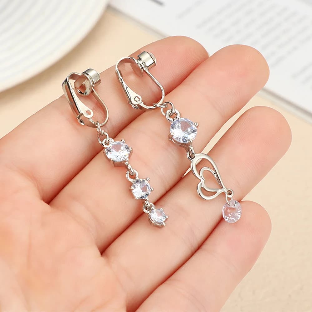 Piercing Finto a Clip per Ombelico a Forma di Cuore, Luna e Foglie, Gioielli Finti per Orecchio a Cartilagine