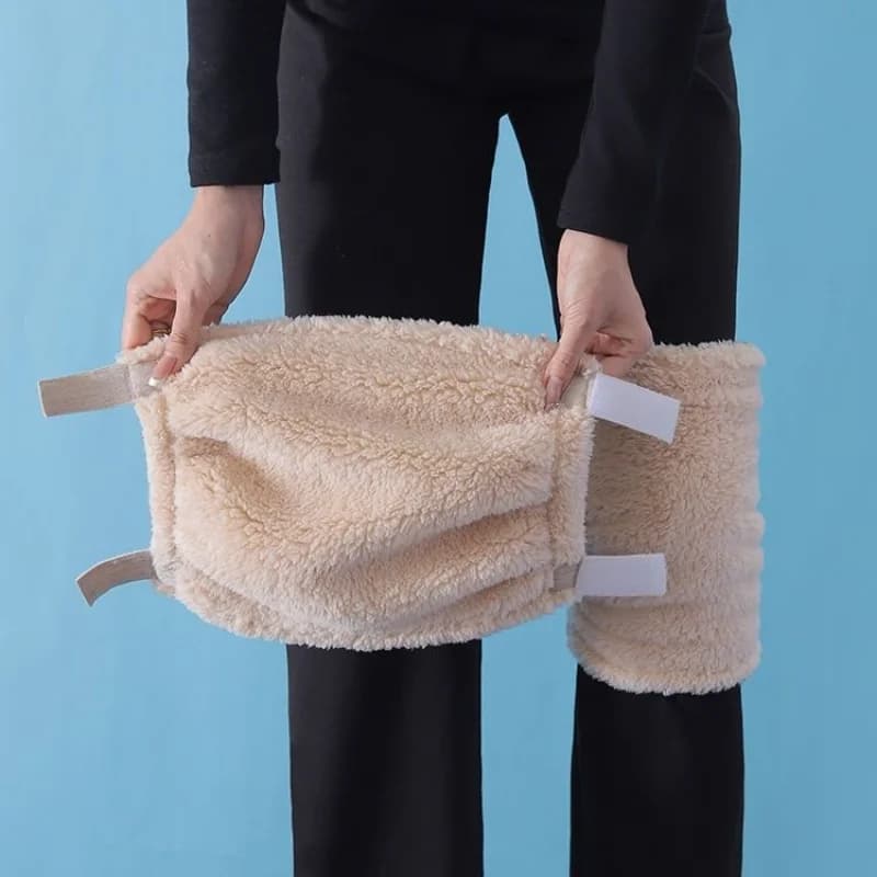 Ginocchiere regolabili Supporto per articolazioni in pile termico Sollievo dall'artrite Cinghie in velcro Calore muscolare Sport all'aria aperta Anziani invernali