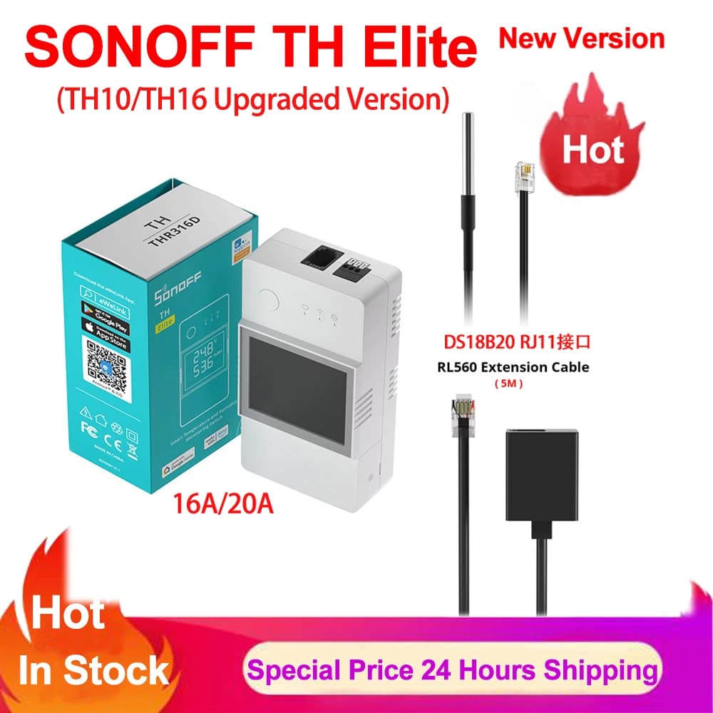 SONOFF TH 16A 20A Elite THR316D/THR320D Wifi Smart temperature and humidity control THS01 DS18B20 smart sensor thermostat switch