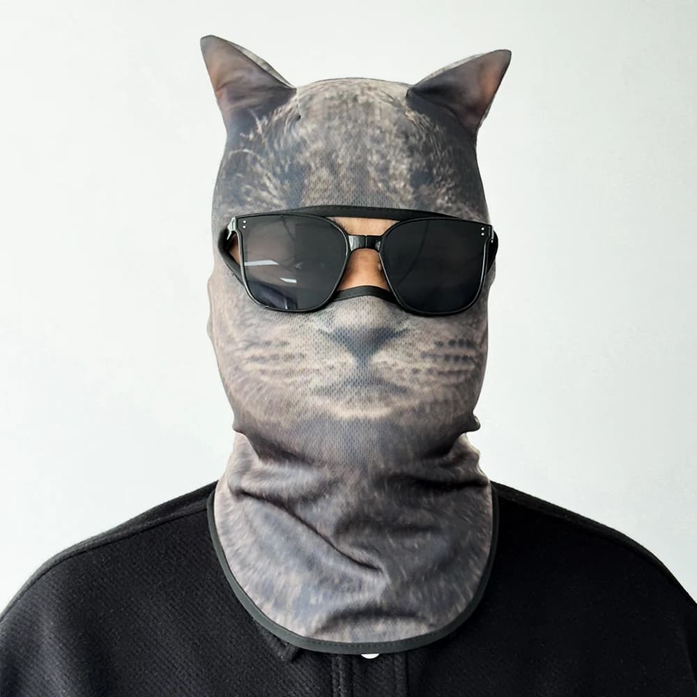 Maschera Solare 3D a Forma di Gatto per Viso e Collo, Traspirante e ad Asciugatura Rapida, Protezione UV, Ideale per Ciclismo e Come Fodera per Casco da Moto