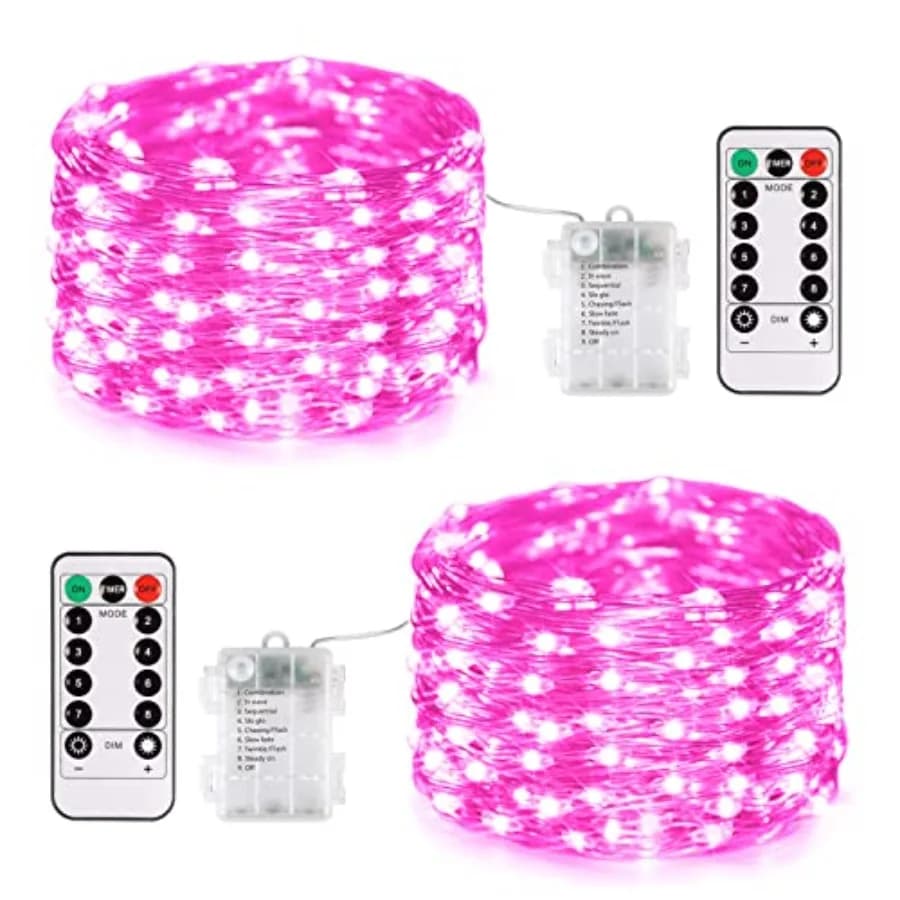 Fairy Lights Battery Operated, Total 66Feet 200 LED Twinkle String Lights with Remote, 8 Modes Valentine Lights for Bedroom Chr