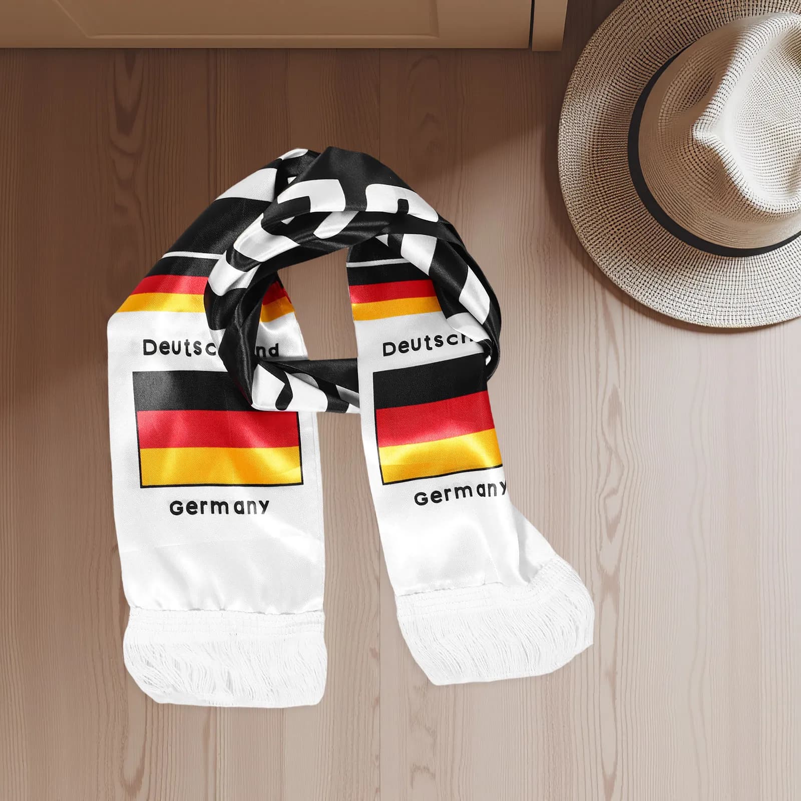 Sciarpa per Tifosi di Calcio con Stampa Bandiera Tedesca 53x5 cm in Poliestere, Souvenir per Celebrazioni Sportive