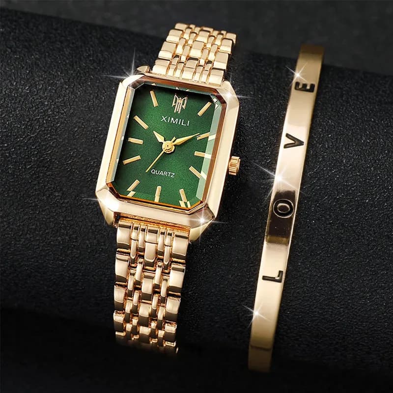 1/2 Piece Fashion Women's Watch Bracelet Luxury Steel Bracelet Women's Quartz Bracelet Gold Bracelet Girl's Watch Gift Reloj Mujer