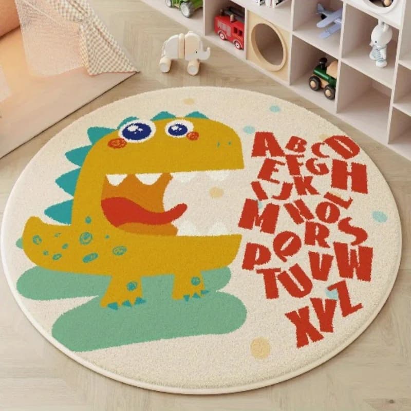 Tappeti per Bambini con Disegni Cartoon, Lavabili, per Camera da Letto e Soggiorno, Tappeto Rotondo Decorativo, Morbido e Spesso