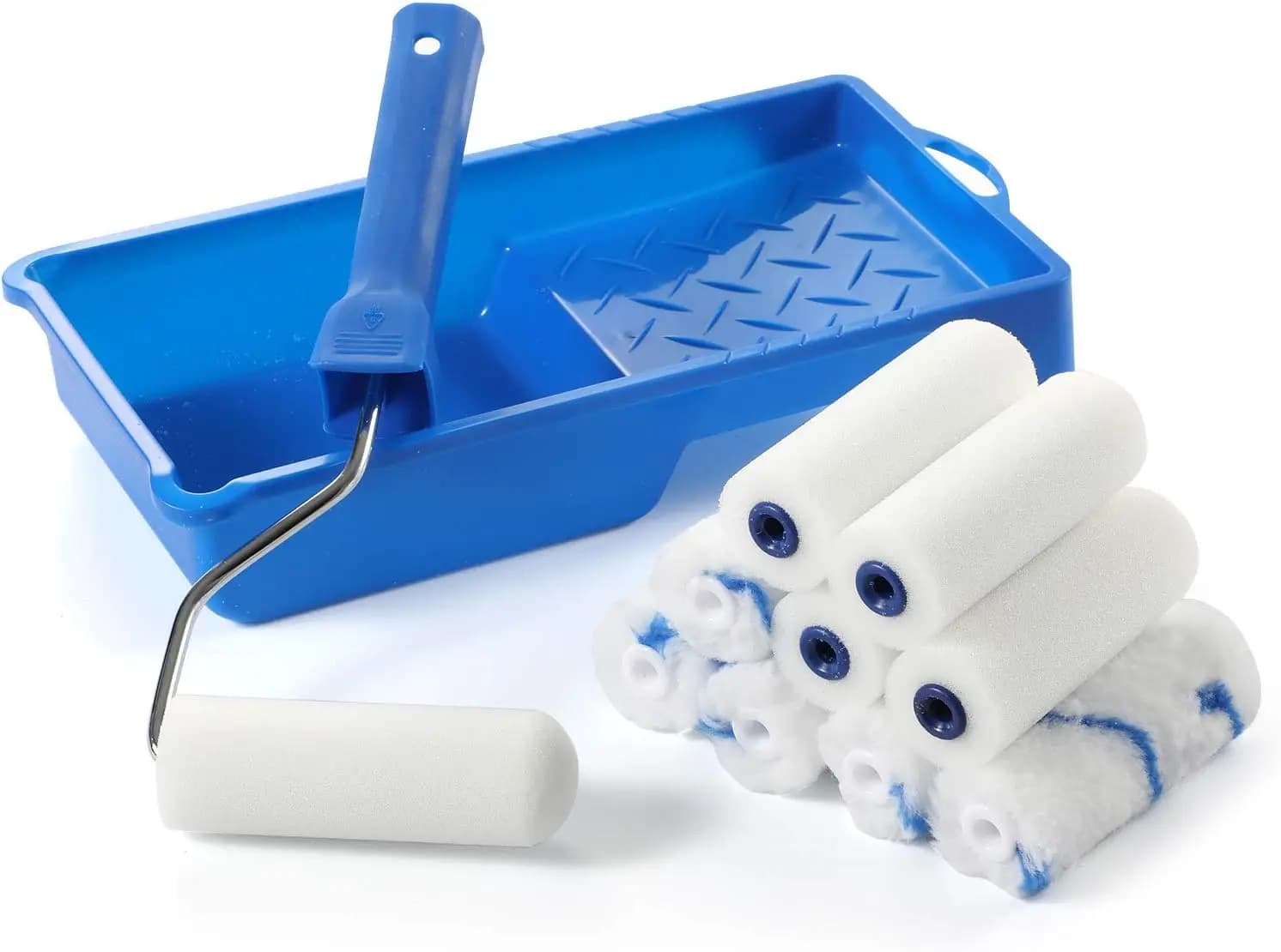 Set Mini Rulli per Pittura da 4 Pollici con Ricariche in Schiuma ad Alta Densità e Rivestimenti in Tessuto per Bordi e Piccole Aree, Kit Completo da 12 Pezzi con
