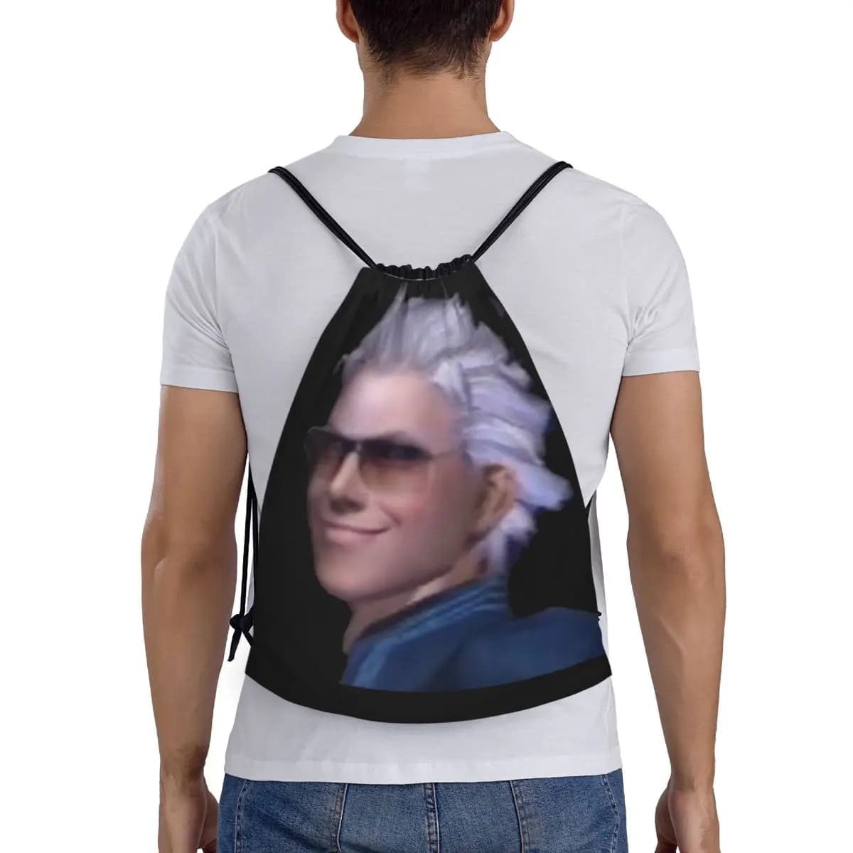 Zaini Vergil della serie Devil May Cry, borse portatili con coulisse, borse per libri e oggetti vari, per uomo e donna, per la scuola