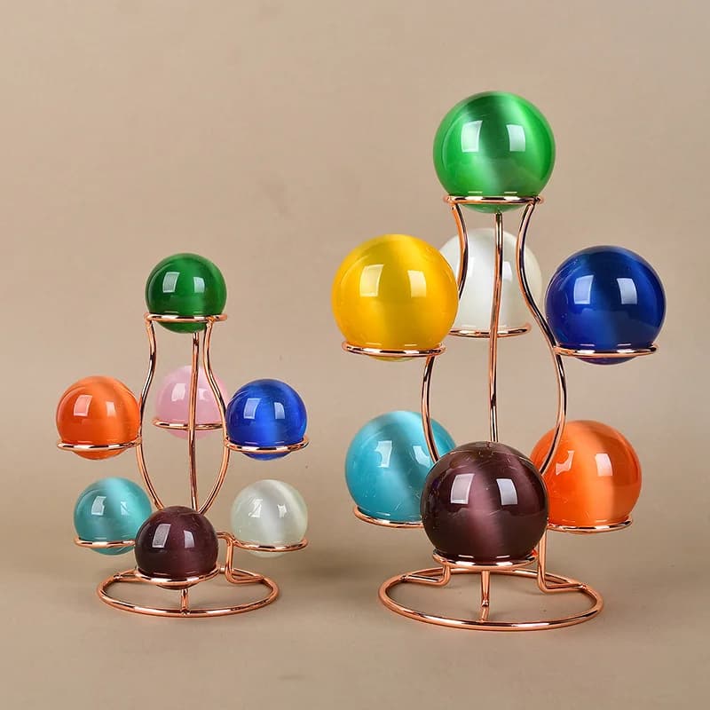 Supporto Creativo in Metallo per Sette Sfere, Base per Sfera di Cristallo, Porta Sfere Multiple per Decorazioni da Scrivania e Ingresso