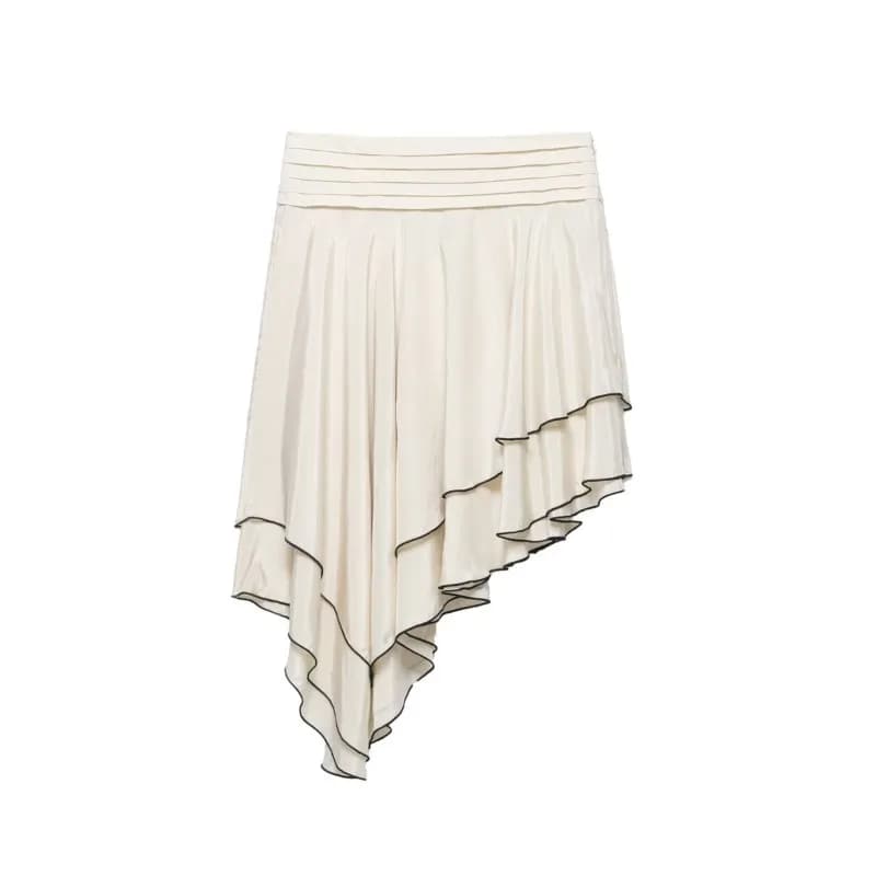 Gonna a Balze da Donna Nuova Collezione Primavera Estate, Vita Media, Cerniera Laterale, Gonne Asimmetriche Plissettate, Gonne Chic Femminili