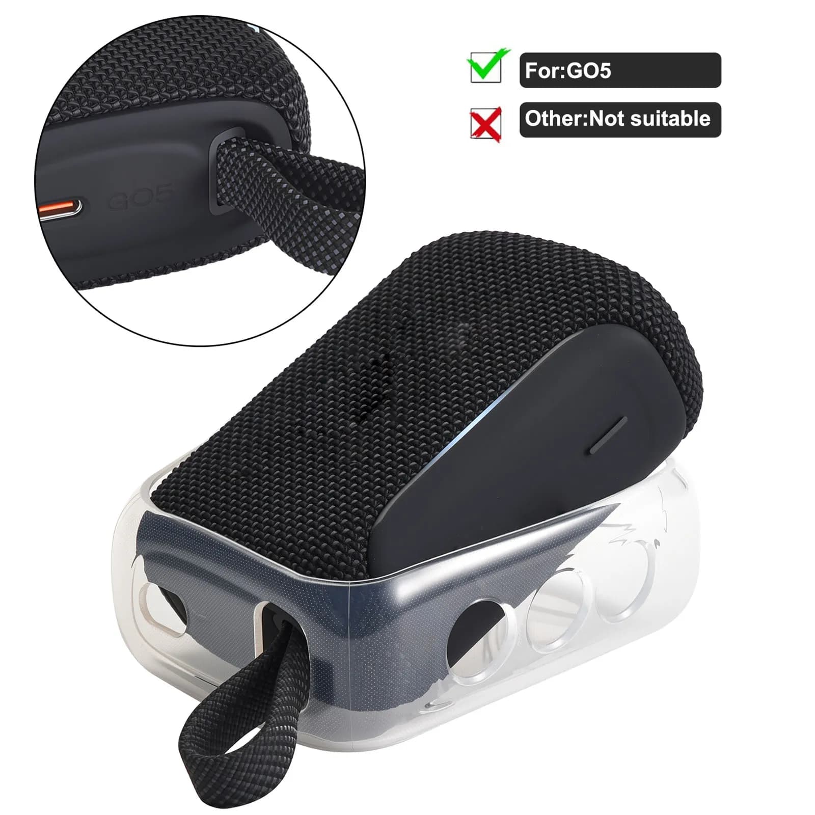 Custodia per altoparlante portatile in TPU per JBL GO 5, borsa protettiva per altoparlante compatibile con Bluetooth per JBL GO 5