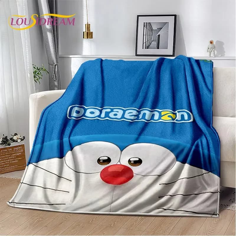 Coperta in Peluche Morbido con Personaggi di Doraemon, Coperta in Flanella per Soggiorno, Camera da Letto, Divano, Picnic, Coperta Calda per Bambini