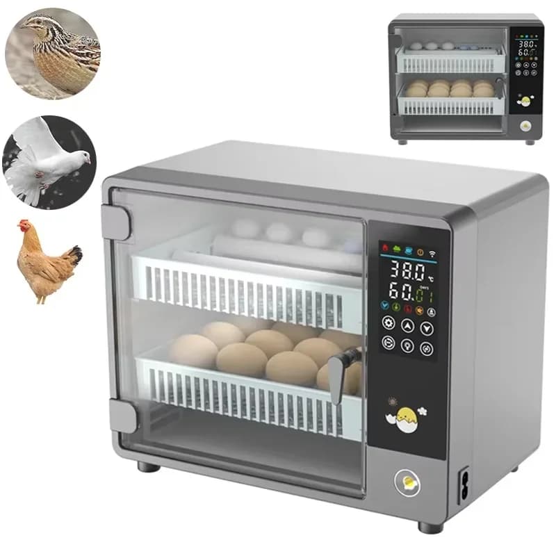 Smart Automatic Egg Incubator Hatching Machine with Digital Temp Humidity Control Auto Turn for Poultry Chicken Duck Goose