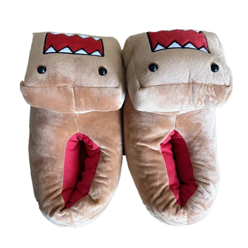 Domo Kun Plush Slippers Cute Shoes for Women Man Bedroom Home Indoor House Winter Warm Slippers Anime Funny Slippers Brown