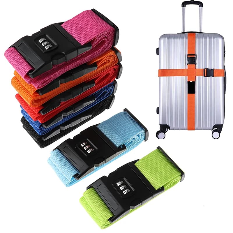 Borsa per bagagli con blocco password arcobaleno da 2 m con tracolla per bagagli Cinture per bagagli con fibbia con blocco password a 3 cifre