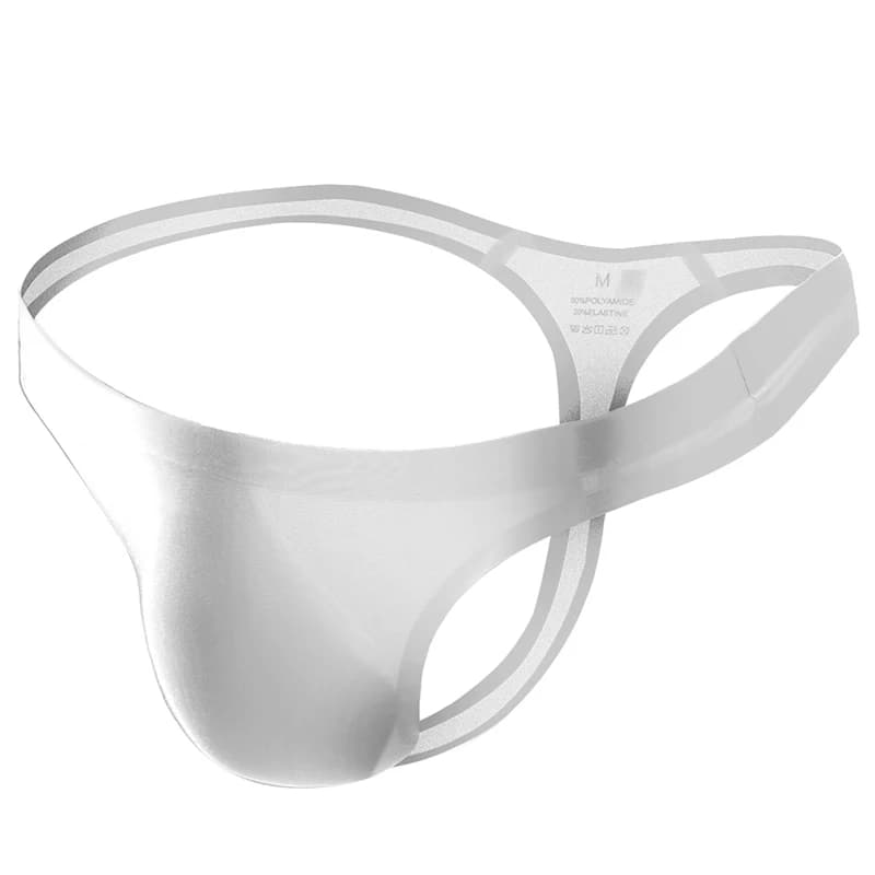 Tanga hombre Uomo Perizoma senza cuciture Intimo sexy Uomo G String Custodia per pene Mutandine di seta ghiacciata Perizoma Mutande ultrasottili T-back