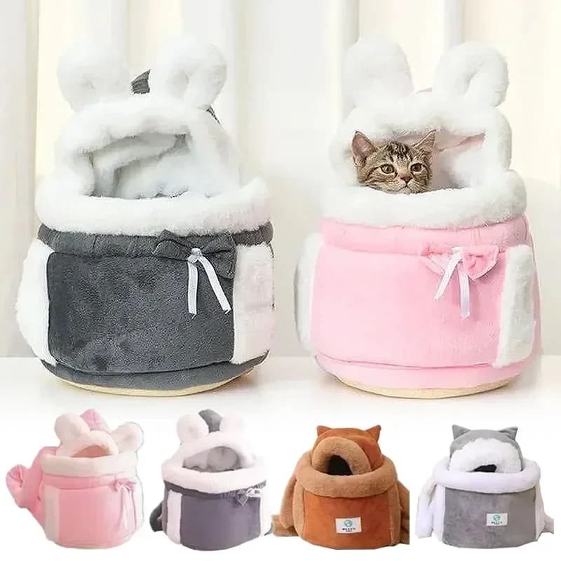 Viaggio all'aperto Gatto Chihuahua Cucciolo di Cane Trasportino Bacpack Inverno Caldo Peluche Animali Domestici Borsa da Trasporto per Piccolo Cane Gatto 6/12 kg Portante