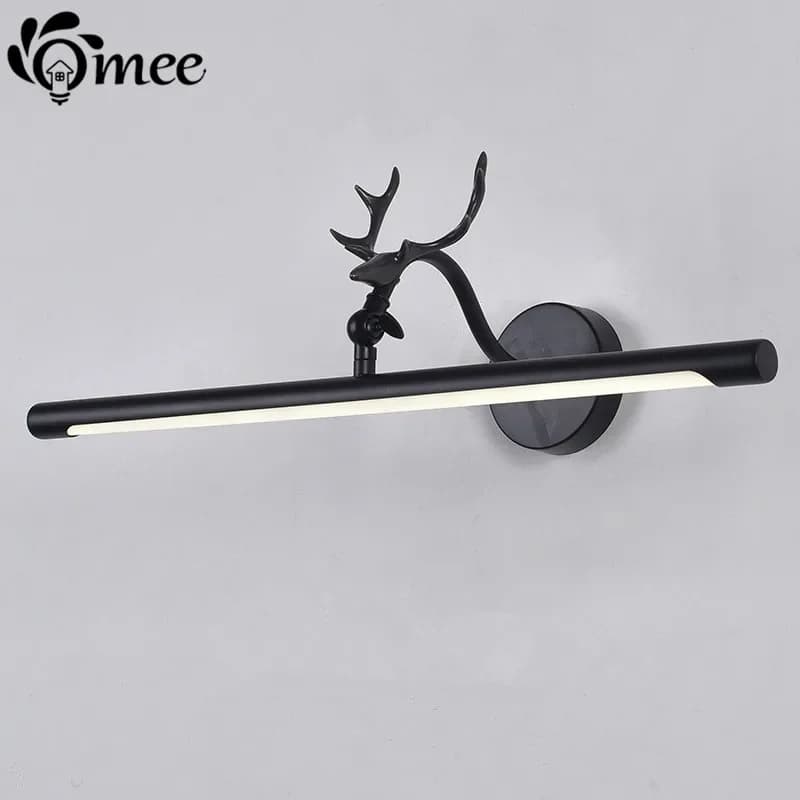 Lampada da parete industriale moderna a LED con corna di cervo, lampada da parete industriale, luce da bagno, luci da specchio impermeabili, illuminazione domestica da 12 W