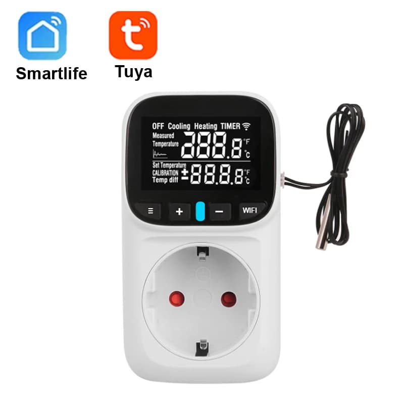 TUYA WIFI socket for intelligent temperature regulator with sensor Intelligent thermostat EU Plug 16A Remote control support Alexa Google Home