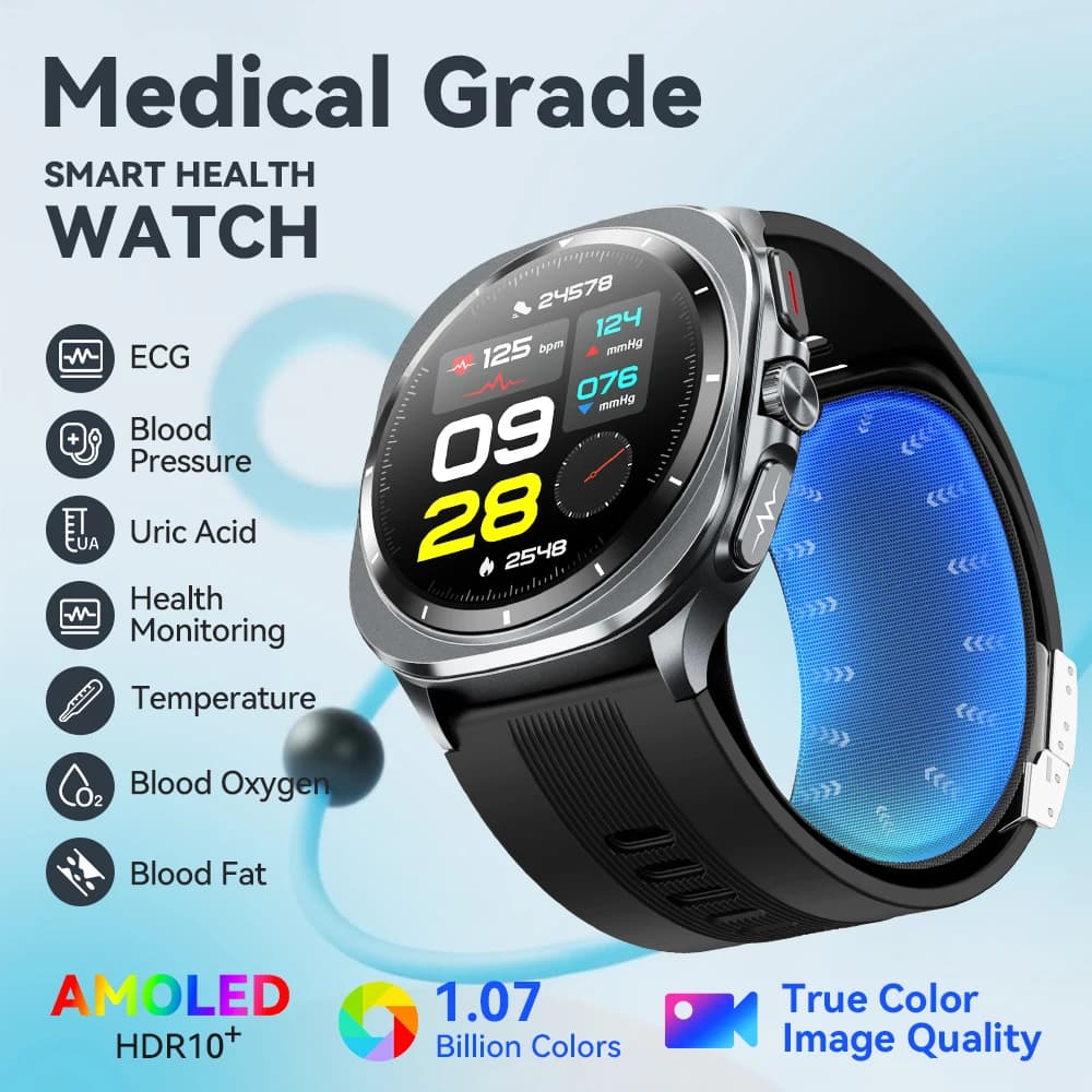 NOYAFA New ECG + PPG Blood Fat Urical Acid Health Monitoring Smartwatch Man Heart rate Blood pressure Bluetooth Smart Watch
