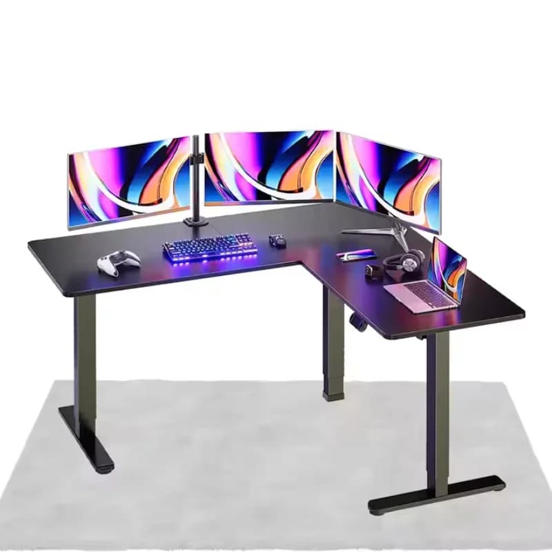 Scrivania Ergonomica a L per Computer e Laptop con Tre Motori, Scrivania Regolabile in Altezza Elettrica per Ufficio