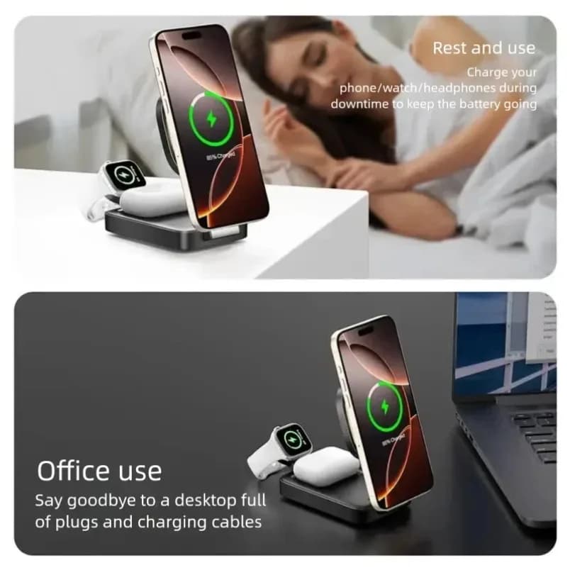 Universal 3 in 1 Wireless Charger for Apple iPhone 12-17 Apple Watch 2-Ultra AirPods All Series 15W Fast Charge