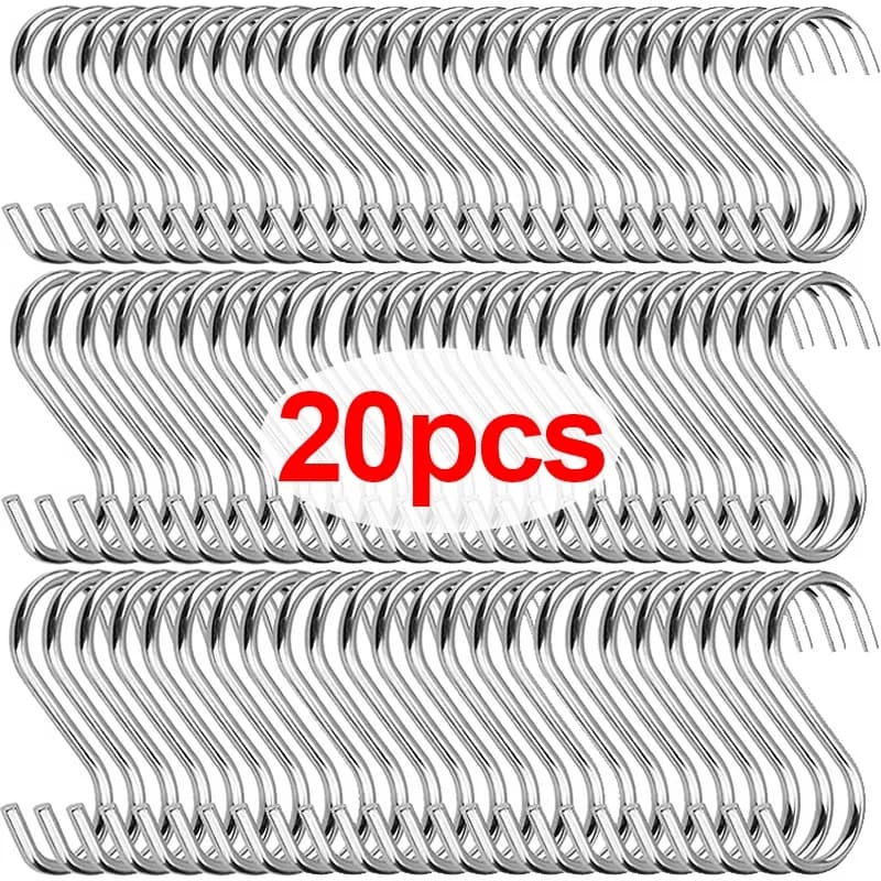 New S Shaped Hooks Stainless Steel Hook Multifunction Hanger for Clothes Bags Towels Home Kitchen Bathroom Storage