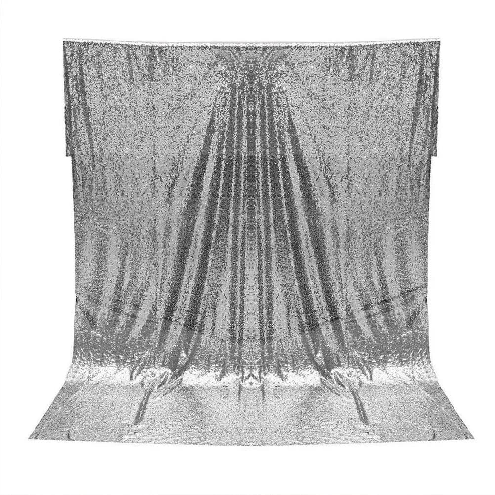 1.2x1.8m Silver Sequin Fabric Backdrop Drape Curtain for Wedding Baby Shower Party Photography Shimmer Event Decoration