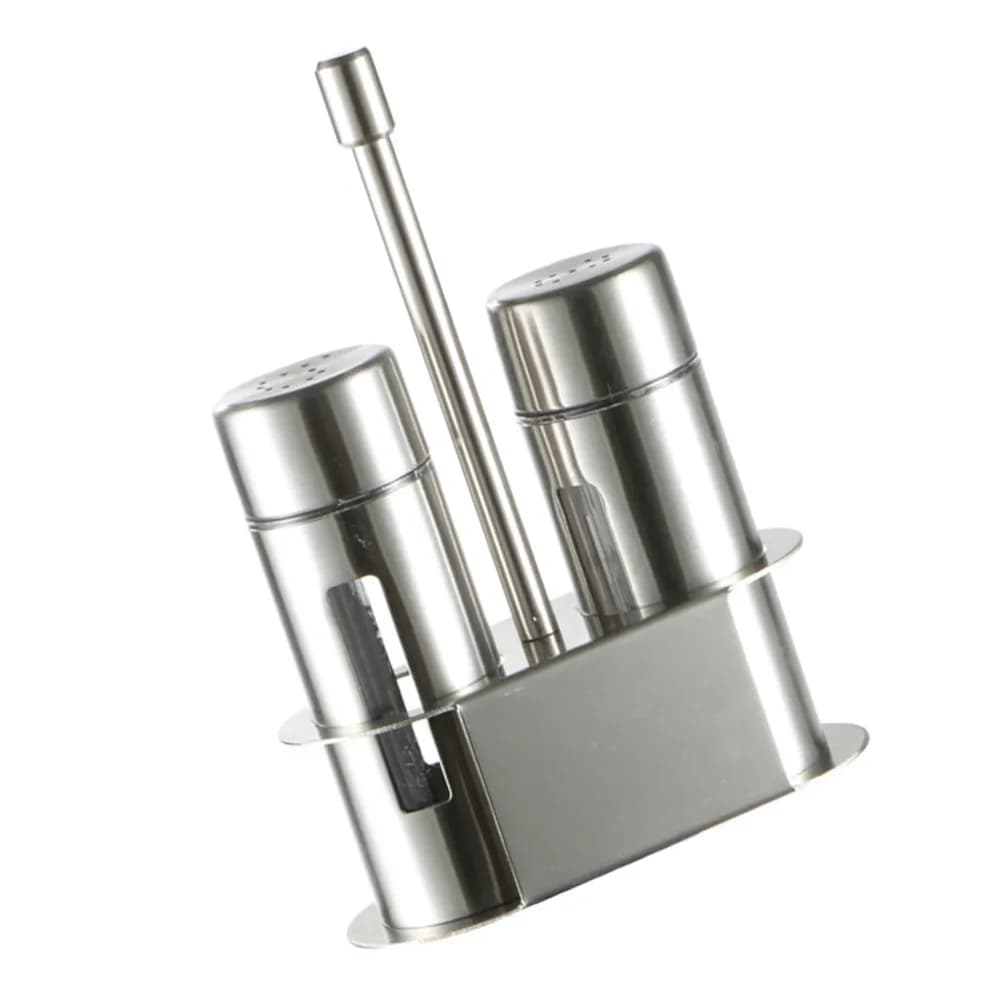 2-Piece Stainless Steel Spice Jars Set Large Seasoning Container Salt Pepper Bottle Kitchen Condiment Storage Organizer Airtight